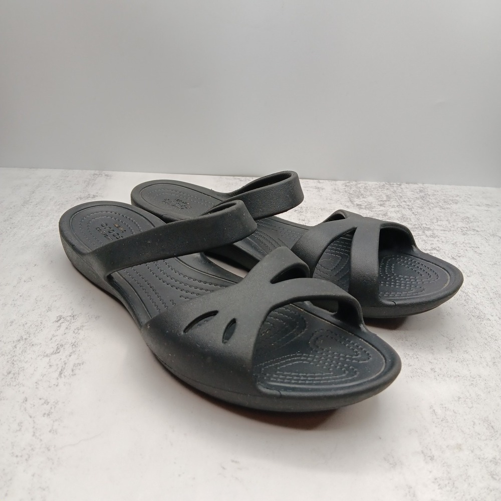Crocs Kelli Sandals 11 Black Iconic Crocs Comfort Lightweight Beach Summer Chic